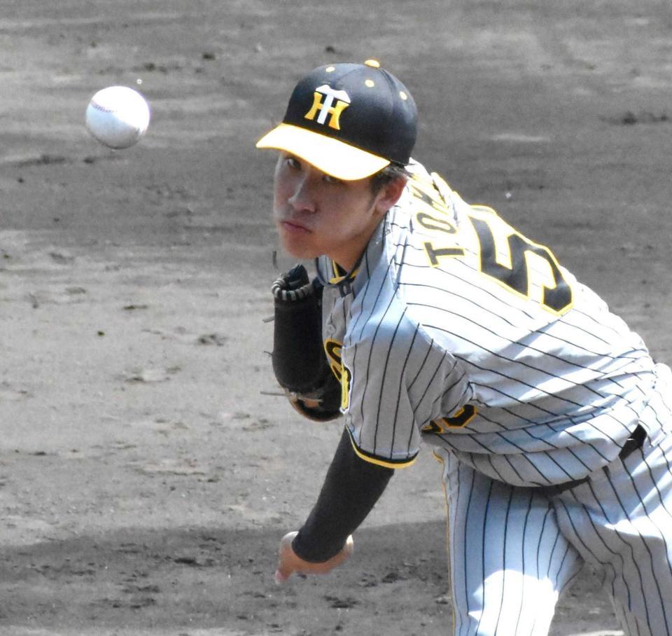 　７回２安打無失点と好投した富田（撮影・山村菜々子）