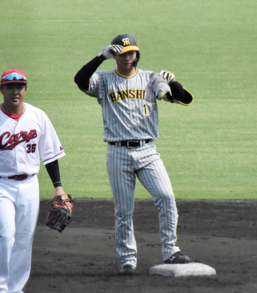 　２回に左前打を放った森下。４打数３安打３打点の活躍を見せた