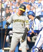 　６回、三振に倒れる森下（撮影・高部洋祐）