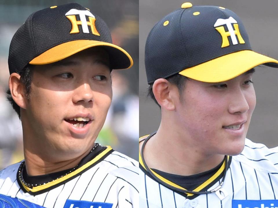 　阪神・青柳（左）と富田