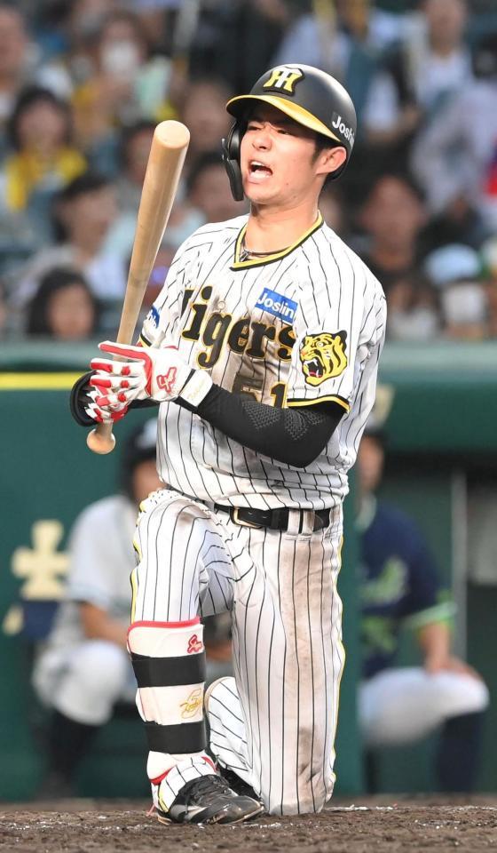 　３回、三振に倒れ悔しがる中野（撮影・高部洋祐）