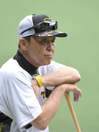 　練習を見守る岡田監督（撮影・北村雅宏）