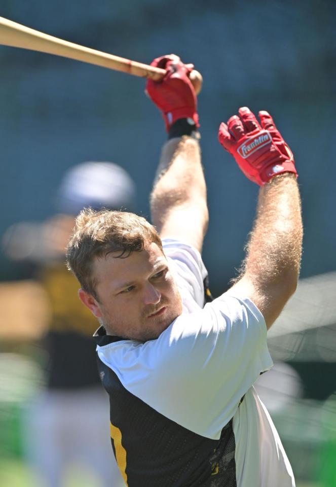 　打撃練習をするノイジー（撮影・中田匡峻）