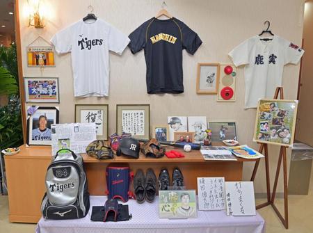 　横田慎太郎さんが愛用していたグラブやバッグなどの数々（撮影・立川洋一郎）