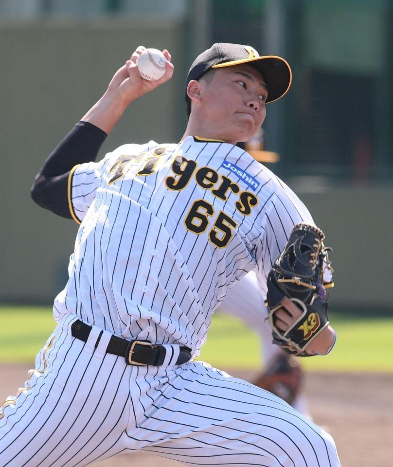 　力投する湯浅（撮影・石井剣太郎）