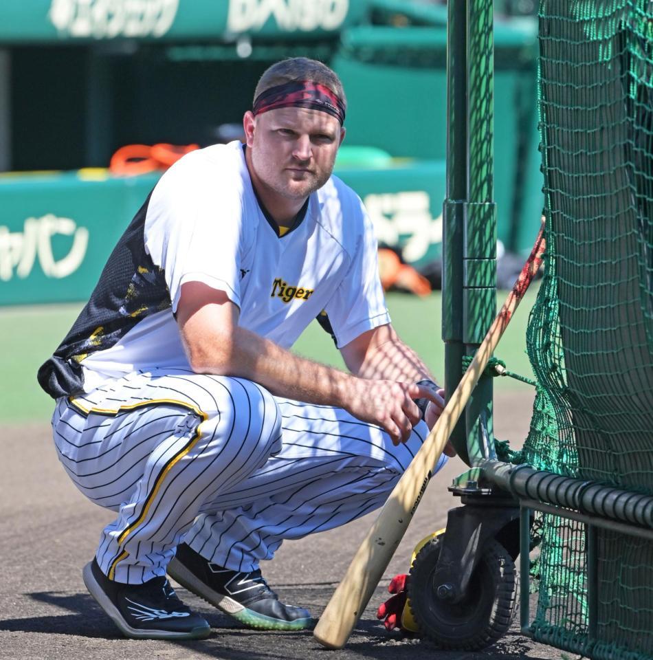 　打撃練習の順番を待つノイジー（撮影・立川洋一郎）