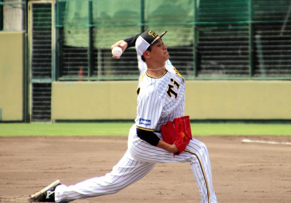 　シート打撃に登板した大竹