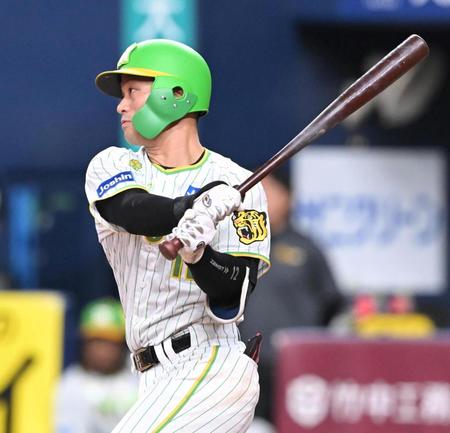 　７回、適時打を放つ坂本（撮影・高部洋祐）