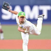 　力投する伊藤将（撮影・高部洋祐）