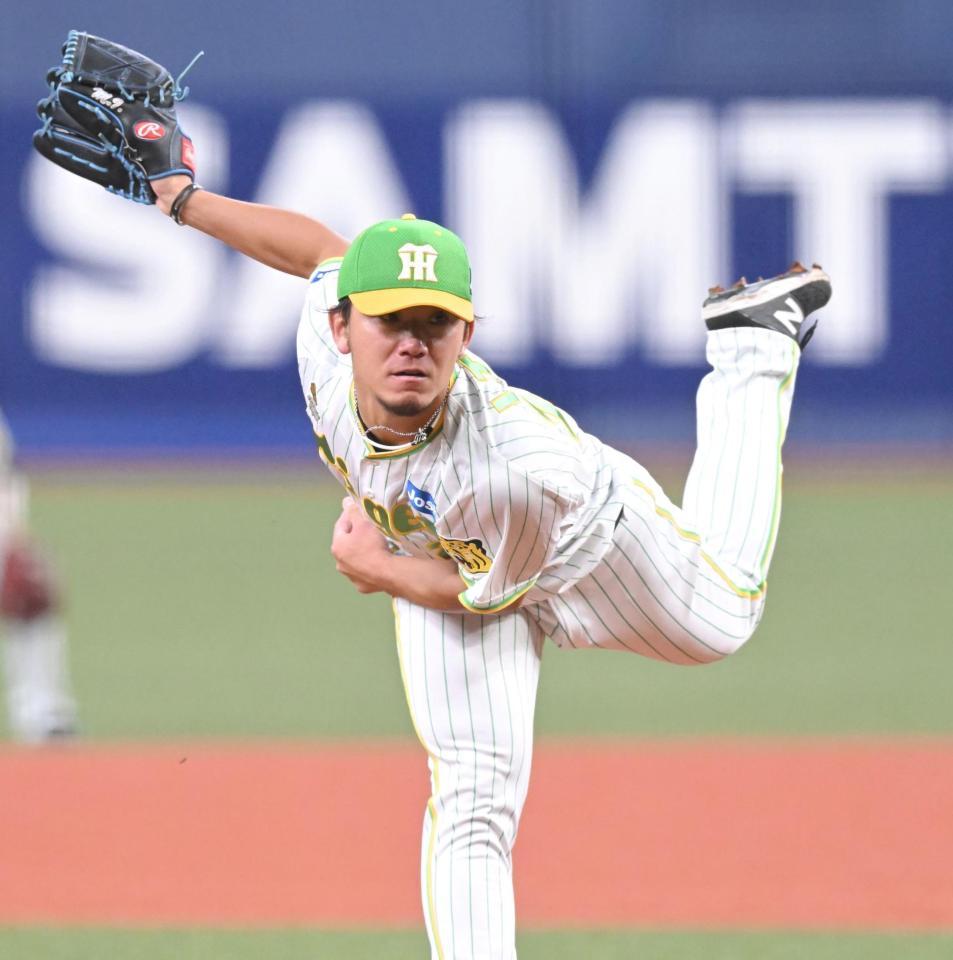 　力投する伊藤将（撮影・高部洋祐）