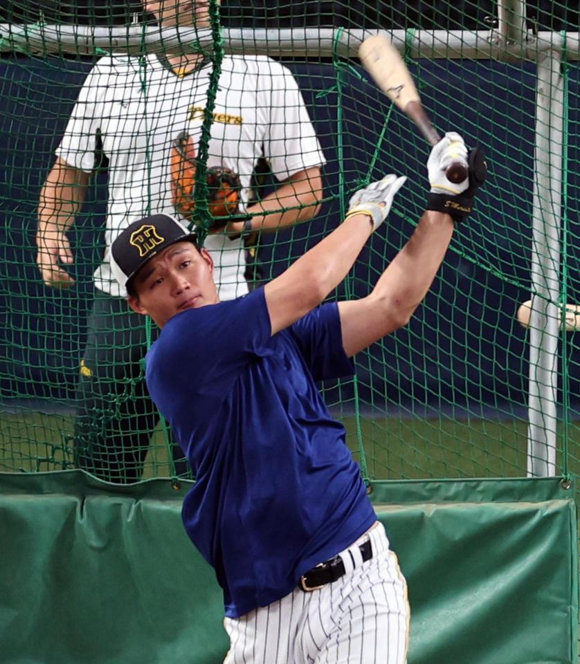 　早出特打をする森下（撮影・山口登）