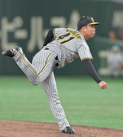 　巨人打線を相手に力投する村上（撮影・立川洋一郎）
