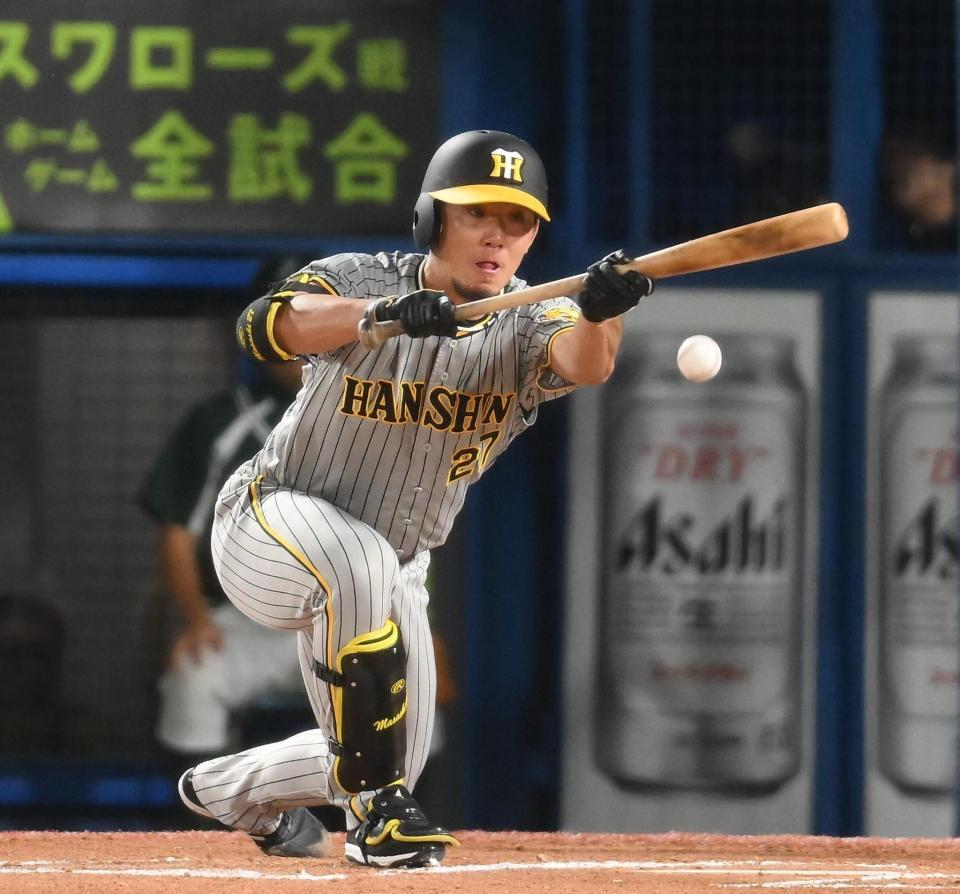 　２回、伊藤将が犠打を決める（撮影・堀内翔）