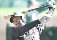 　試合前、打撃練習に励む森下（撮影・高部洋祐）