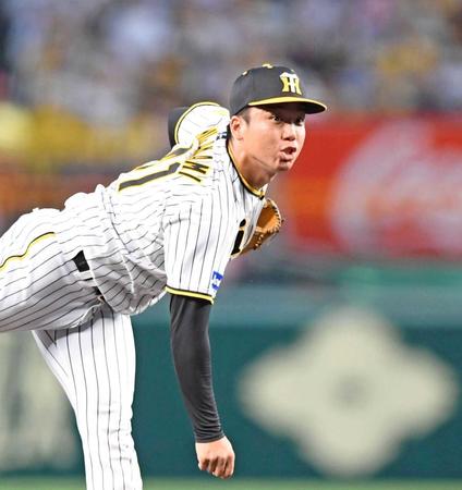 　力投する阪神先発の村上（撮影・中田匡峻）