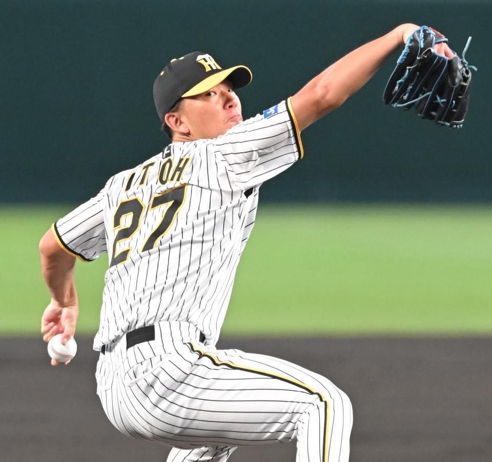 　力投する伊藤将（撮影・高部洋祐）