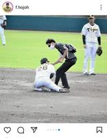 　阪神・北條の脱臼プレー（＠ｆ．ｈｏｊｏｈから）