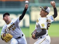 　シート打撃に登板する門別（左）、茨木＝撮影・北村雅宏