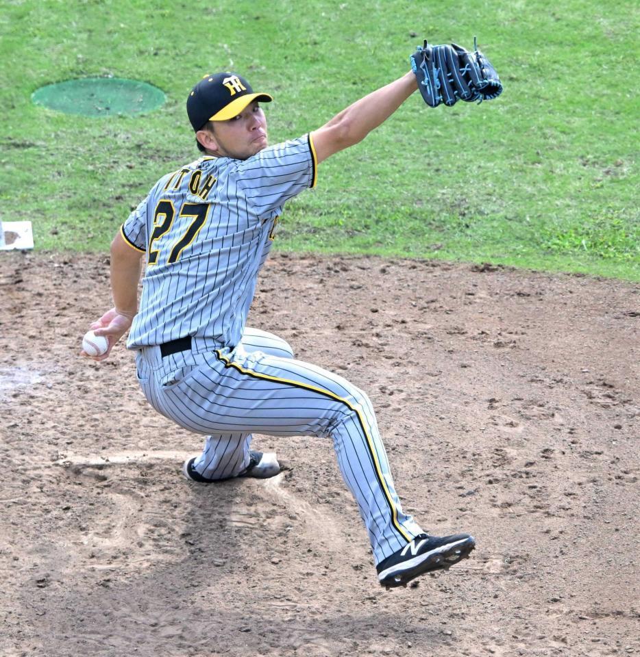 　力投する伊藤将（撮影・高部洋祐）