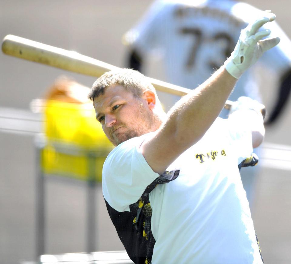 　打撃練習で汗を流すノイジー（撮影・北村雅宏）