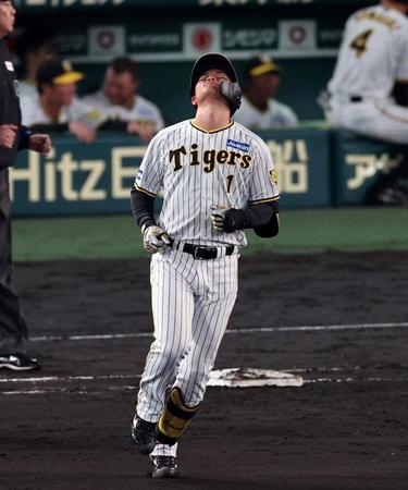 　６回、左飛に倒れ天を仰ぐ森下（撮影・山口登）