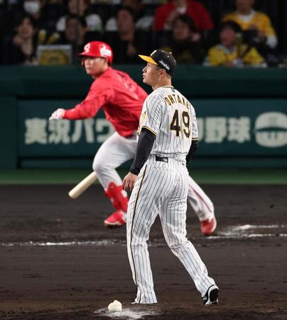 　４回、坂倉に先制適時打を許す大竹（撮影・山口登）