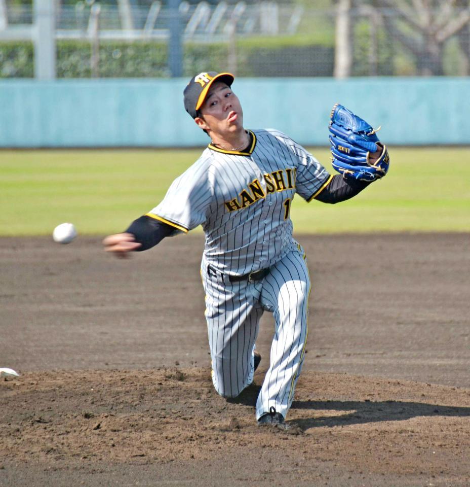 　先発して力投する青柳