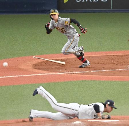 　４回、内野安打を放つ中野（撮影・金田祐二）