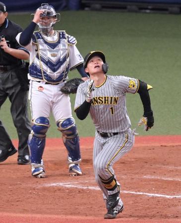 　９回、一邪飛に倒れる森下（撮影・立川洋一郎）
