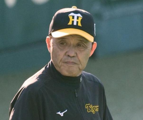 　練習を見守る岡田監督＝１１月１日