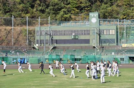 　安芸キャンプで練習に励む阪神ナイン（撮影・立川洋一郎）