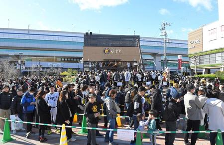 　球場隣のグッズショップも大行列（撮影・高部洋祐）