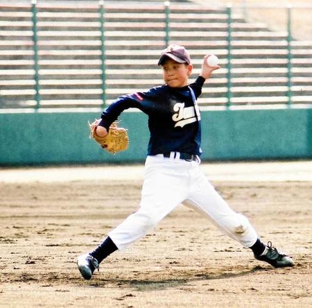 　少年野球で投手を務める大竹（写真は家族提供）