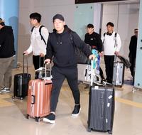 　ハワイから帰国した大山（撮影・山口登）