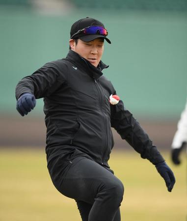 　トレーニングをする大山（撮影・中田匡峻）