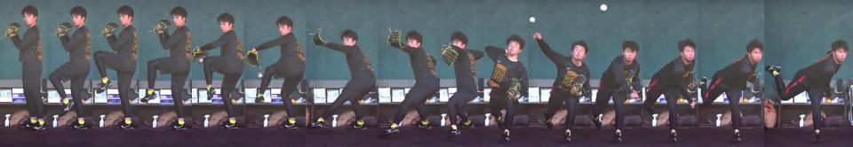 　椎葉のブルペン投球