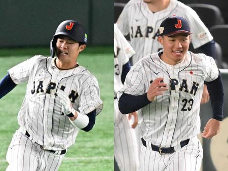 　侍ジャパン最終候補入りが明らかになった（左から）中野と森下