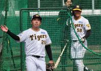 　打撃投手を務め、前川に投げ込んだ椎葉（撮影・田中太一）