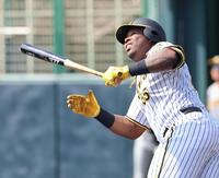 　２回、２ランを放つミエセス（撮影・田中太一）