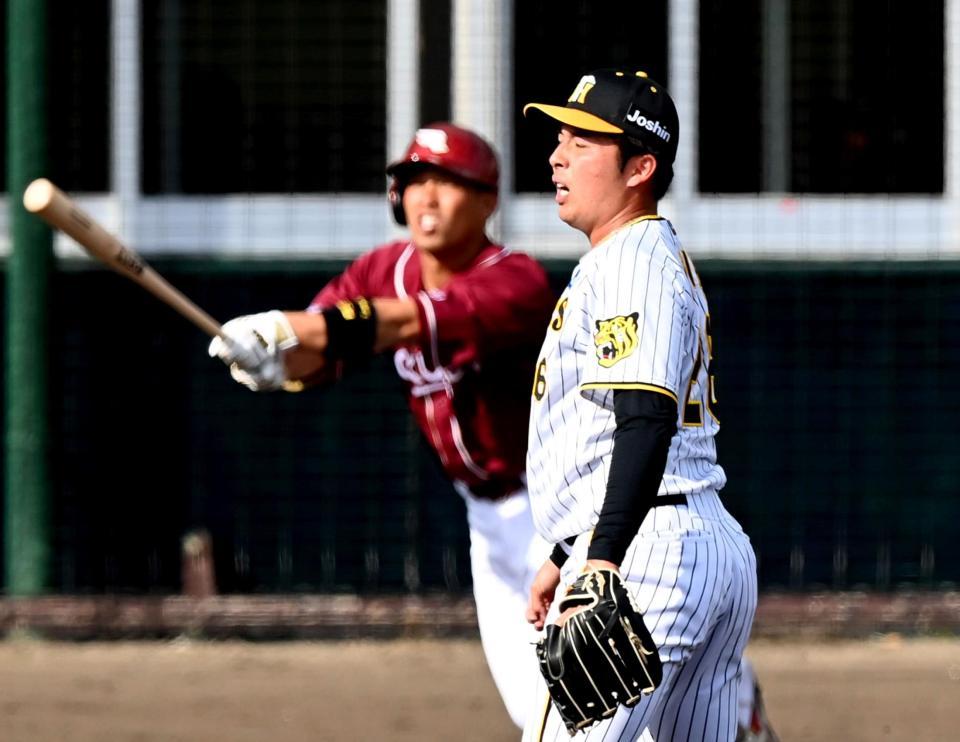 　９回、堀内に２ランを打たれる椎葉（撮影・飯室逸平）