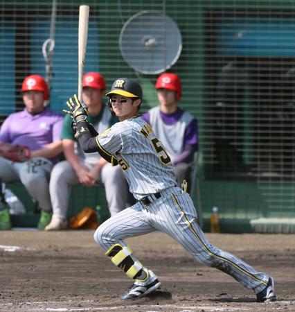 　２回、左前打を放つ中野（撮影・立川洋一郎）