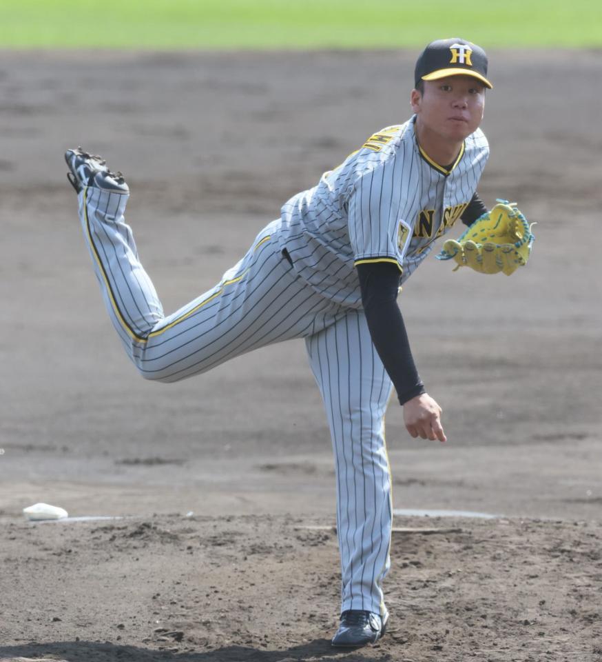 　先発して２回無失点の好投を見せた村上（撮影・立川洋一郎）