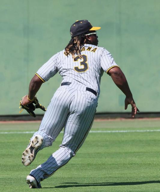 阪神・ミエセス ユニ忘れの“名誉挽回”1号 シートノックでピチピチ「3