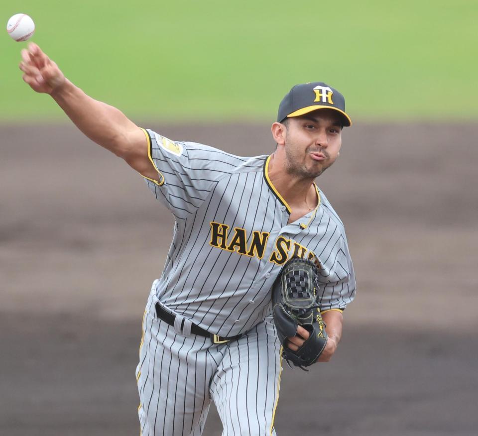 　４回に登板し、無失点に抑えたゲラ（撮影・田中太一）