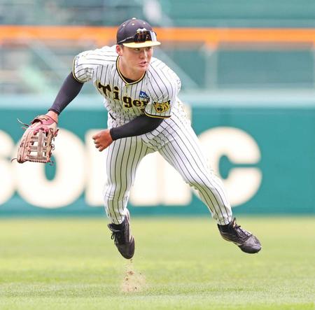 　ノックで本塁に送球する前川（撮影・中田匡峻）