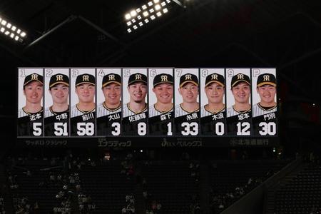 　オープン戦・阪神のスターティングメンバー（撮影・田中太一）