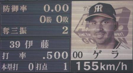 　８回、楽天・伊藤裕に１５５キロの球を投げ込んだゲラ（撮影・中田匡峻）