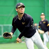 　キャッチボールをして調整する伊藤将（撮影・立川洋一郎）