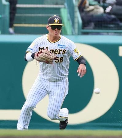 　４回、松本直の打球を処理する前川（撮影・立川洋一郎）