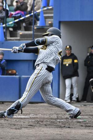 　３回、大野雄から左前打を放つ戸井